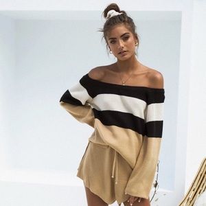 Sabo skirt off the shoulder knit sweater